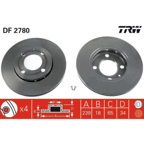 TRW 2X Bremsscheibe Vorderachse für Seat VW