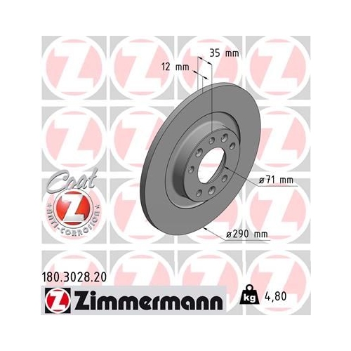 Zimmermann 2X Bremsscheibe Coat Z für Opel Toyota Citroën/peugeot