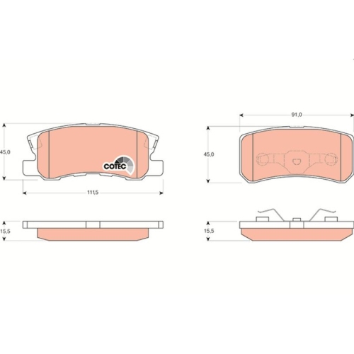 Bremsbelagsatz Scheibenbremse Trw GDB3247 Cotec für Citroën Dodge Mitsubishi