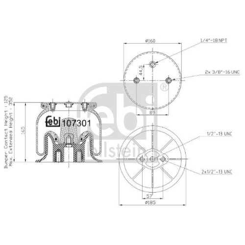 Bellow Air Suspension Febi Bilstein 107301 for Iveco