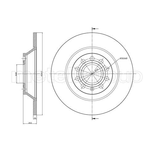 Metelli 2X Bremsscheibe Hinterachse für Audi