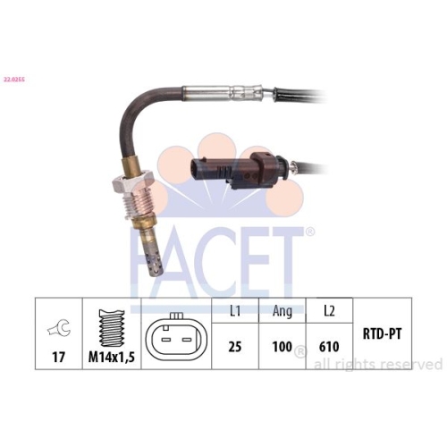 Sensor Abgastemperatur Facet 22.0255 Made In Italy - Oe Equivalent für Opel