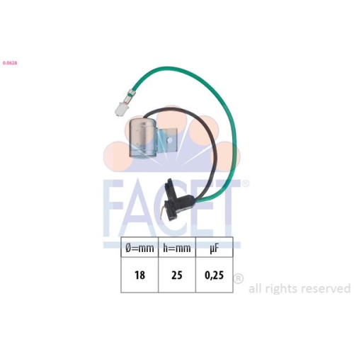 Kondensator Zündanlage Facet 0.0628 Made In Italy - Oe Equivalent für Fiat Seat