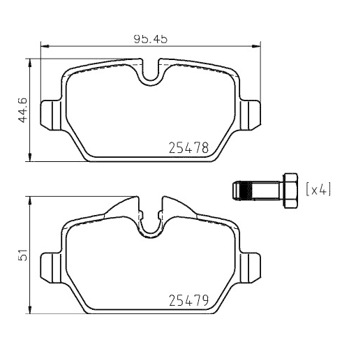 Bremsbelagsatz Scheibenbremse Hella Pagid 8DB 355 020-111 für Mini Hinterachse