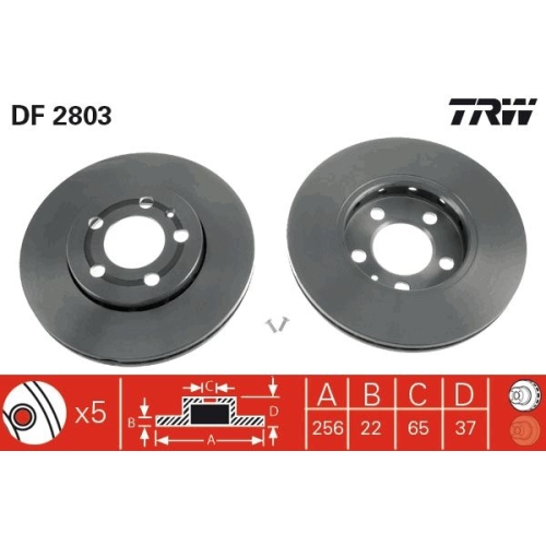 TRW 2X Bremsscheibe für Audi Seat Skoda VW Vw (faw) Vw (svw) Brilliance