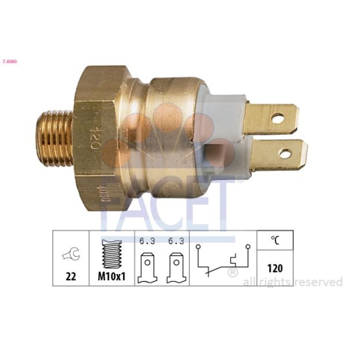 Temperaturschalter Kühlmittelwarnlampe Facet 7.4080 für Seat VW