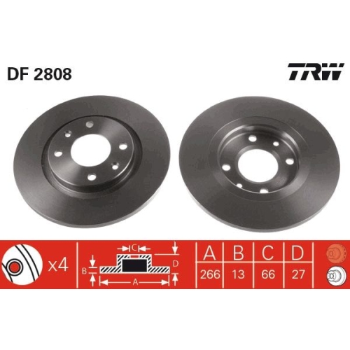 TRW 2X Bremsscheibe Vorderachse für Citroën Peugeot