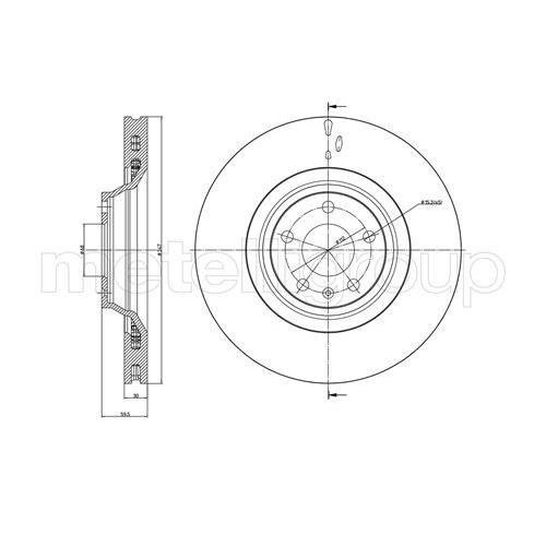 Metelli 1X Bremsscheibe Vorderachse für Audi