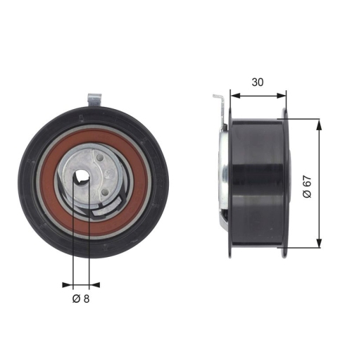 Spannrolle Zahnriemen Gates T43069 Powergrip® für Audi Ford Seat Skoda VW