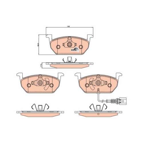 Bremsbelagsatz Scheibenbremse Trw GDB2080 Cotec für Audi Seat Skoda VW