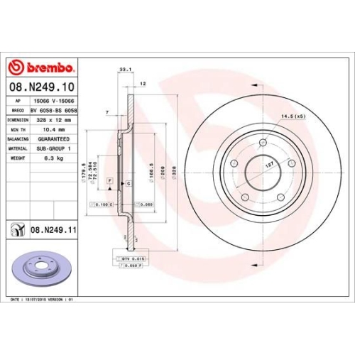 2X Brembo Bremsscheibe Hinterachse Prime Line - Uv CoatedBRE-08.N257.21