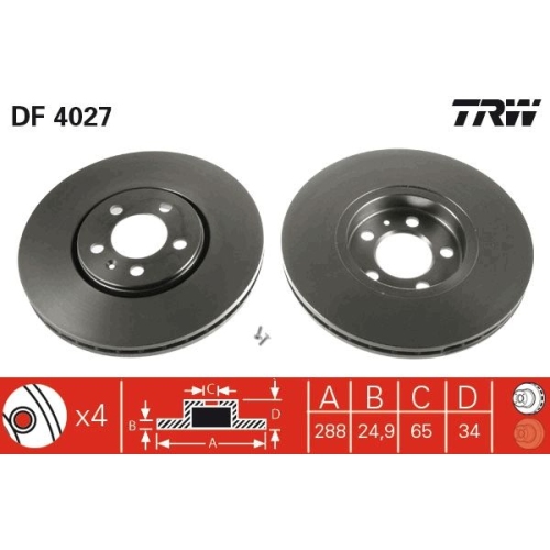 TRW 2X Bremsscheibe Vorderachse für Audi Seat Skoda VW Vw (svw)