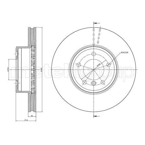 Metelli 1X Bremsscheibe Vorderachse für Bmw