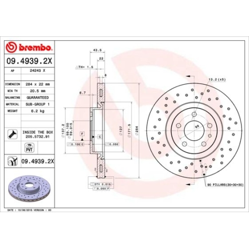 2X Brembo Bremsscheibe Xtra Line - Xtra für Alfa Romeo Fiat Opel