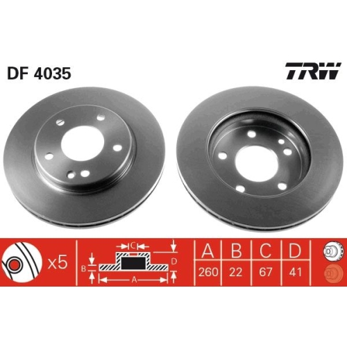 TRW 2X Bremsscheibe für Mercedes Benz