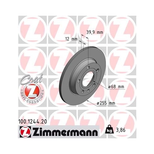 Zimmermann 2X Bremsscheibe Hinterachse Coat Z für Vag Audi (faw)