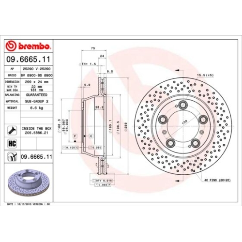 2X Brembo Bremsscheibe Hinterachse Prime Line - Uv Coated für Porsche