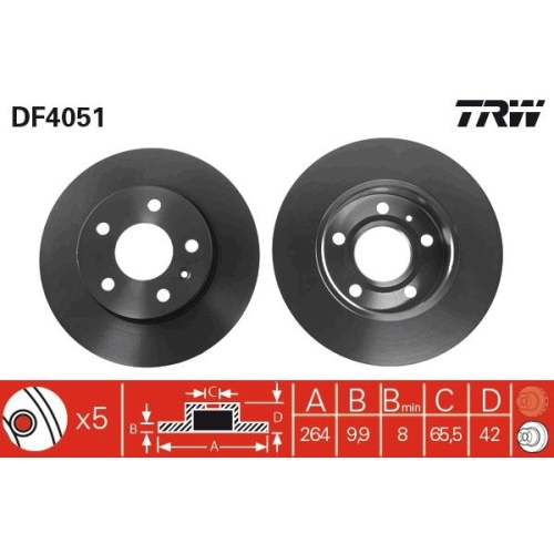 TRW 2X Bremsscheibe Hinterachse für Opel Vauxhall Chevrolet