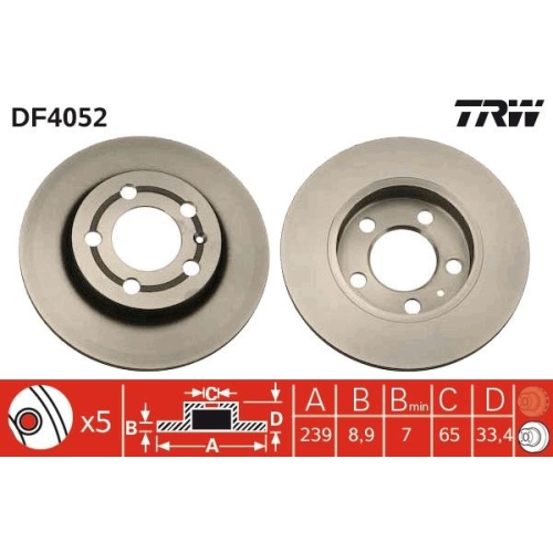 TRW 2X Bremsscheibe Hinterachse für Audi Skoda VW