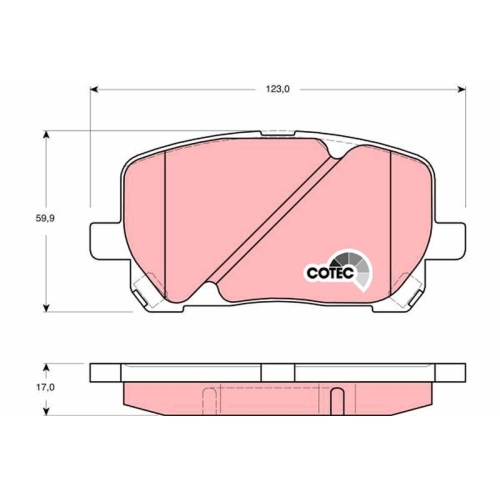 Bremsbelagsatz Scheibenbremse Trw GDB3315 Cotec für Toyota Pontiac Vorderachse