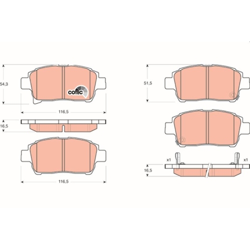 Bremsbelagsatz Scheibenbremse Trw GDB3317 Cotec für Toyota Aston Martin