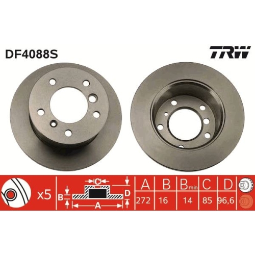 TRW 1X Bremsscheibe für Audi Mercedes Benz Seat