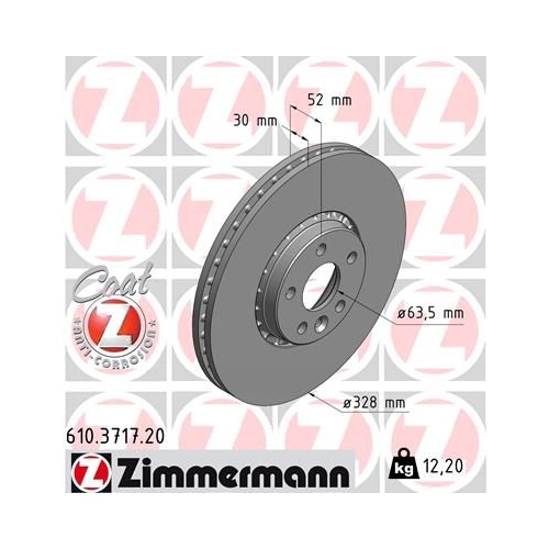 Zimmermann 1X Bremsscheibe Vorderachse Coat Z für VolvoAsia