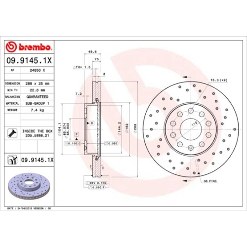 2X Brembo Bremsscheibe Xtra Line - Xtra für Audi Seat Skoda VW Vw (faw)