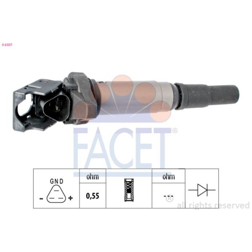 Ignition Coil Facet 9.6507 Made In Italy - Oe Equivalent for Bmw Hitachi