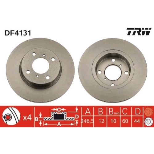 TRW 2X Bremsscheibe Vorderachse für Opel Suzuki Vauxhall