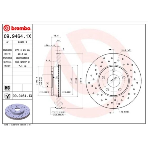 2X Brembo Bremsscheibe Xtra Line - Xtra für Ford Volvo Ford (changan)