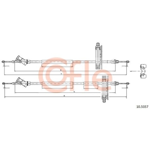 Seilzug Feststellbremse Cofle 10.5357 für Ford Hinten