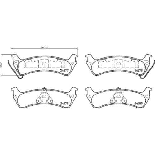 Bremsbelagsatz Scheibenbremse Hella Pagid 8DB 355 012-491 für Ford Hinterachse