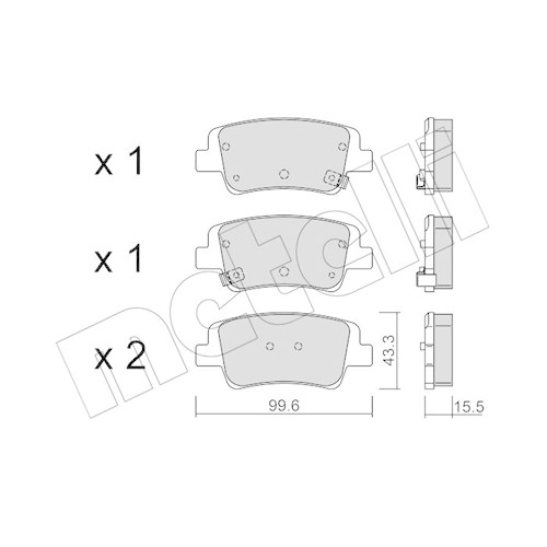 Bremsbelagsatz Scheibenbremse Metelli 22-1371-0 für Hyundai Hinterachse