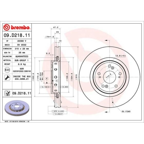 1X Brembo Bremsscheibe Vorderachse Prime Line - Uv Coated für Honda