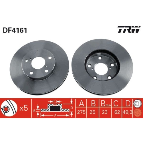 TRW 2X Bremsscheibe Vorderachse für Toyota