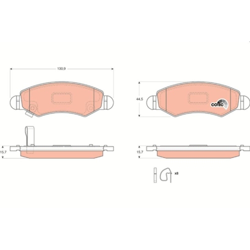 Bremsbelagsatz Scheibenbremse Trw GDB3363 Cotec für Subaru Suzuki Vorderachse