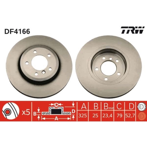 TRW 2X Bremsscheibe Vorderachse für Bmw