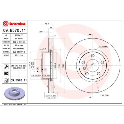 1X Brembo Bremsscheibe Vorderachse Prime Line - Uv Coated für Bmw