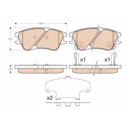 Bremsbelagsatz Scheibenbremse Trw GDB3377 Cotec für Hyundai Vorderachse