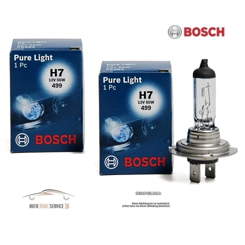 2x Bosch Pure Light Glühlampen Halogenlampe H7 12V 55W PX26d