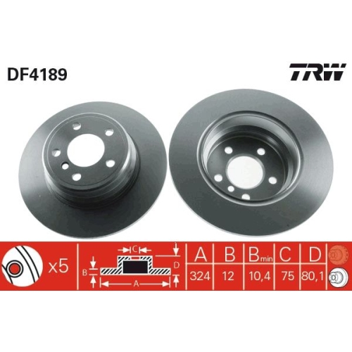 TRW 2X Bremsscheibe Hinterachse für Bmw