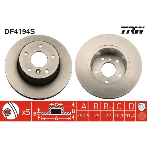 TRW 1X Bremsscheibe Vorderachse für Land Rover