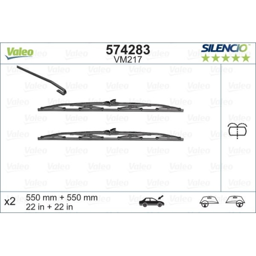 Wischblatt Valeo 574283 Silencio Conventional Set für Vorne