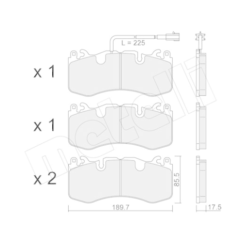 Bremsbelagsatz Scheibenbremse Metelli 22-1202-0 für Maserati Vorderachse