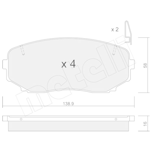 Bremsbelagsatz Scheibenbremse Metelli 22-0872-1 für Mitsubishi Vorderachse