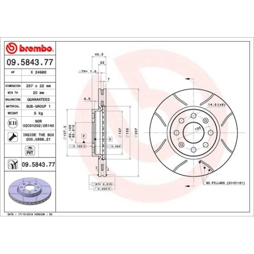 2X Brembo Bremsscheibe Xtra Line - Max für Fiat Opel Vauxhall