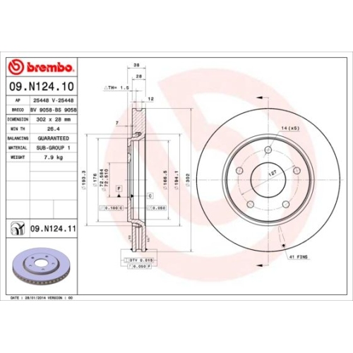 2X Brembo Bremsscheibe Prime Line - Uv Coated für Chrysler Dodge Fiat