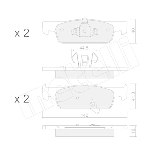 Bremsbelagsatz Scheibenbremse Metelli 22-0975-2 für Renault Smart Vorderachse