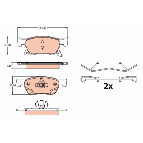 Bremsbelagsatz Scheibenbremse Trw GDB2138 für Opel Vauxhall Vorderachse